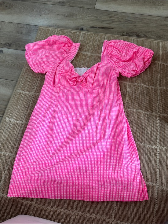 Lilly Pulitzer Dresses & Skirts - Lilly Pulitzer Hot Pink Gingham Puff-Sleeve Dress
